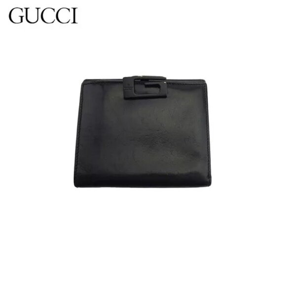GUCCI W hook wallet G mark leather Authentic Used - Picture 1 of 9